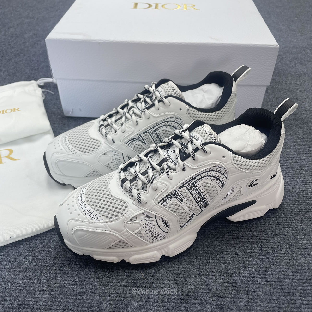 Dior Chrono Sneaker Mesh With White Black 19w White (7) - newkick.org